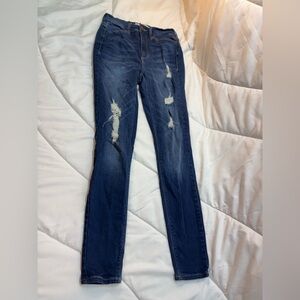 Mudd Flex Stretch size 5 Dark Blue Distressed High Rise Jeggings